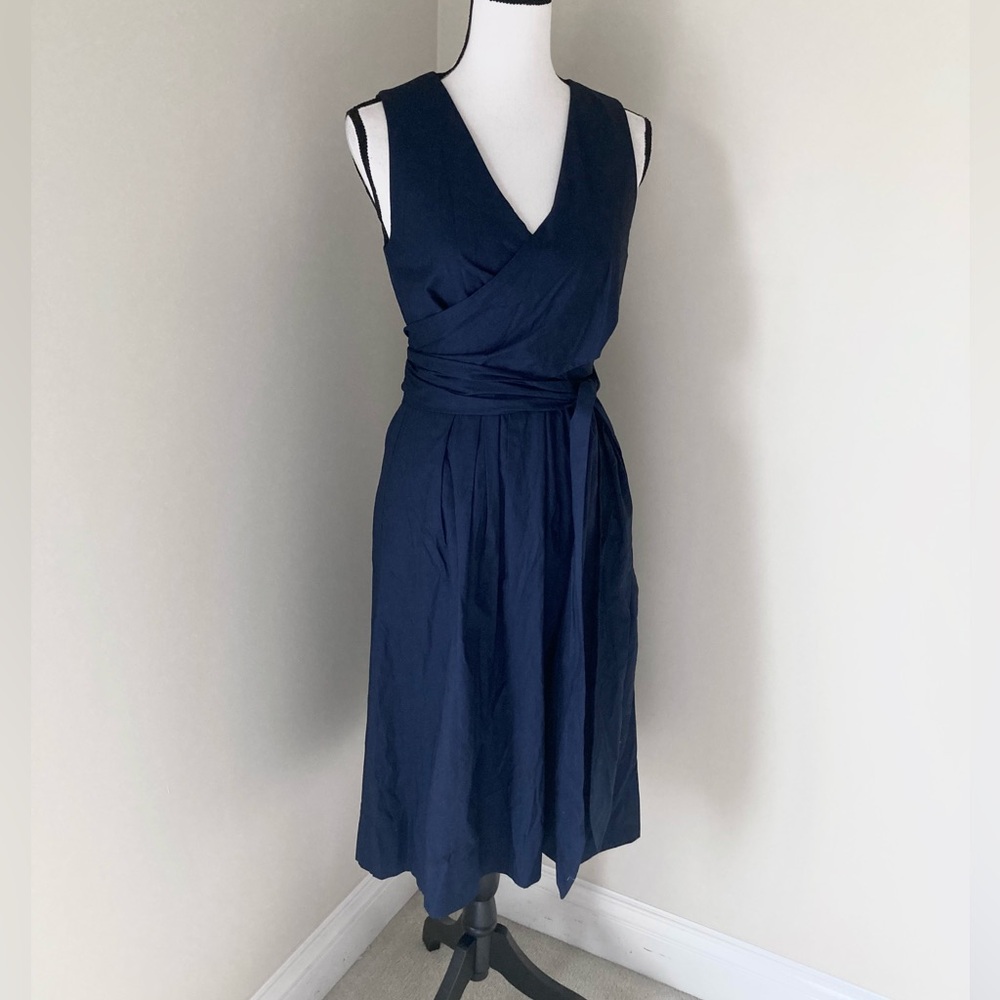 NWT J Crew Navy Sleeveless Wrap-top shirt-dress Size 6 - Picture 5 of 10